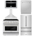 36 in. Gas Range, Range Hood, Microwave Drawer, Dishwasher, Refrigerator S903081