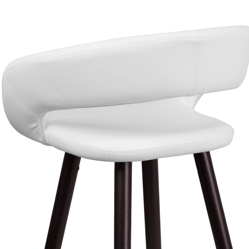 Cappuccino Wood Barstool with White Vinyl T6577