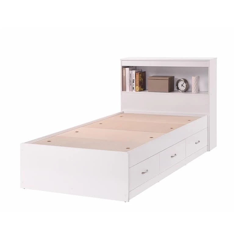 Twin-size Captain Bed with 3-Drawers and Headboard White P415