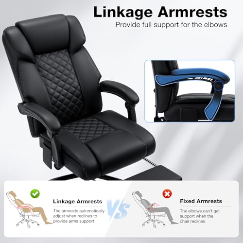 Black Ergonomic Reclining Office Chair with Footrest L926069