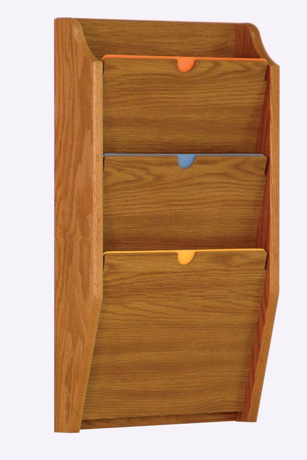 Wooden Mallet 3 Pocket Privacy Letter Size Chart Holder - HIPAA Compliant Medium Oak C234582