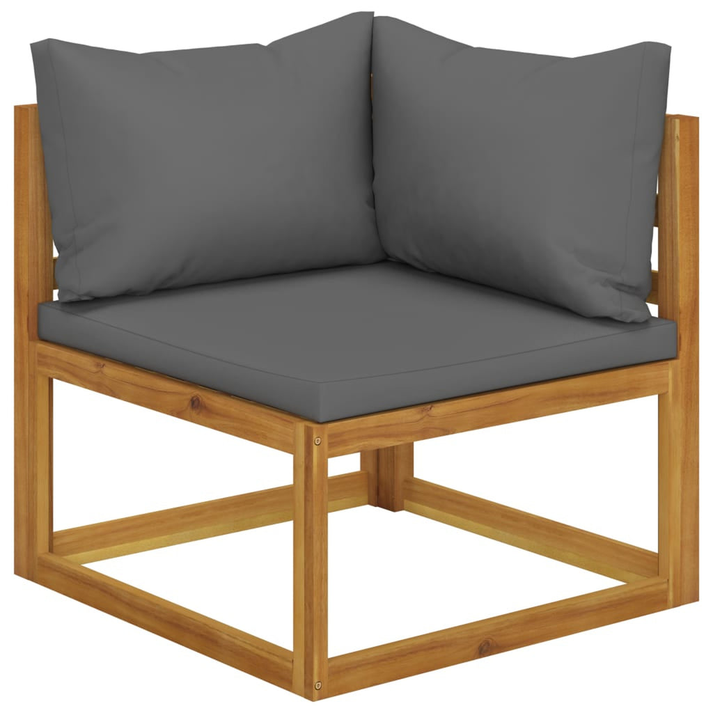 6 Piece Patio Lounge Set with Cushions Acacia Wood Outdoor Sectional Set M57487