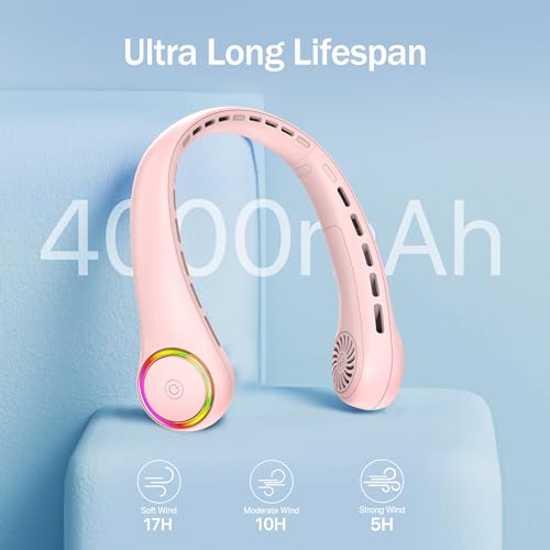 Portable Neck Fan 4000mAh 3 Adjustable Speeds White F95771