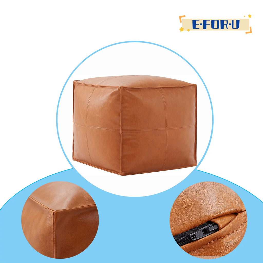 Faux Leather Square Pouf Ottoman K50870