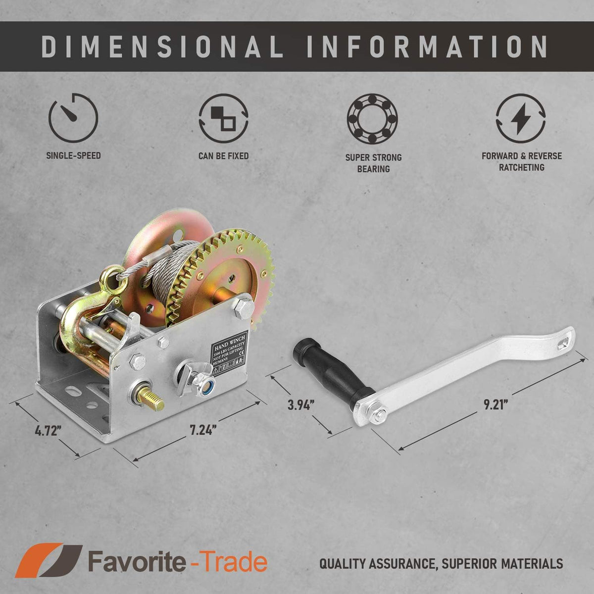 3500 lbs Hand Winch with Cable Pack of 2 Y18096