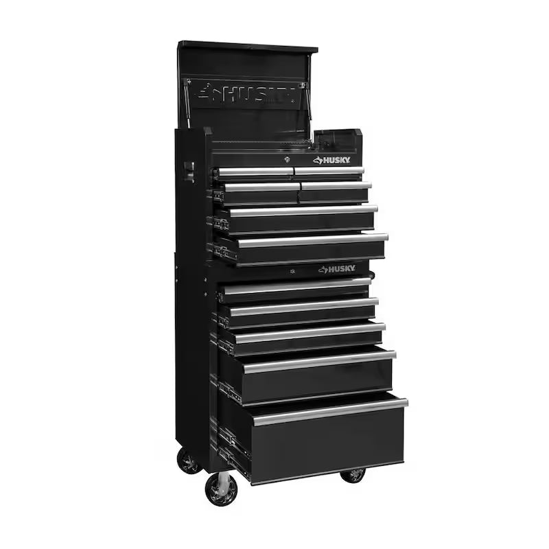 11-Drawer Tool Chest and Top Tool Cabinet Combo in Black F850