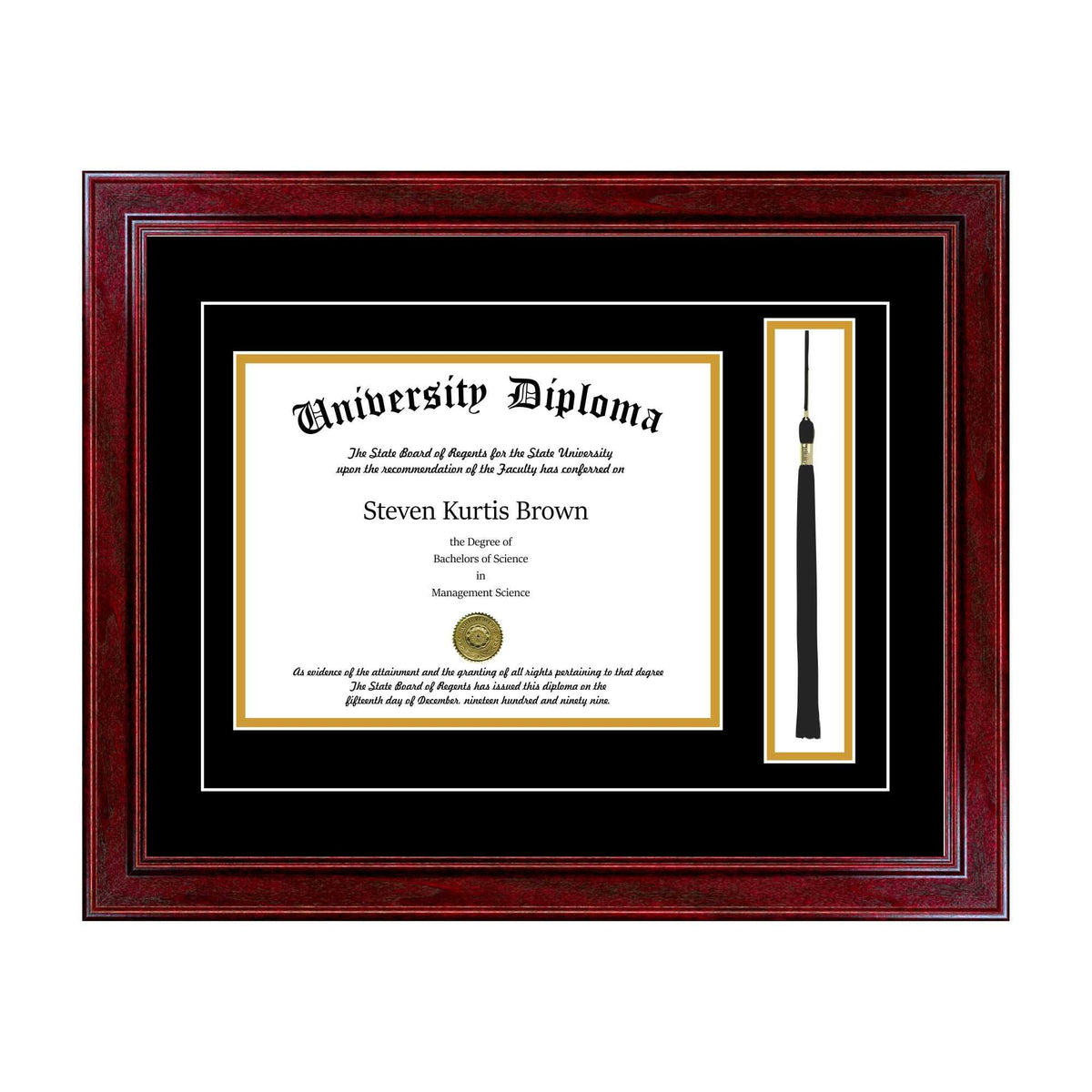 16 x 12 Tall Diploma Frame with Tassel and Double Matting Cherry S27573