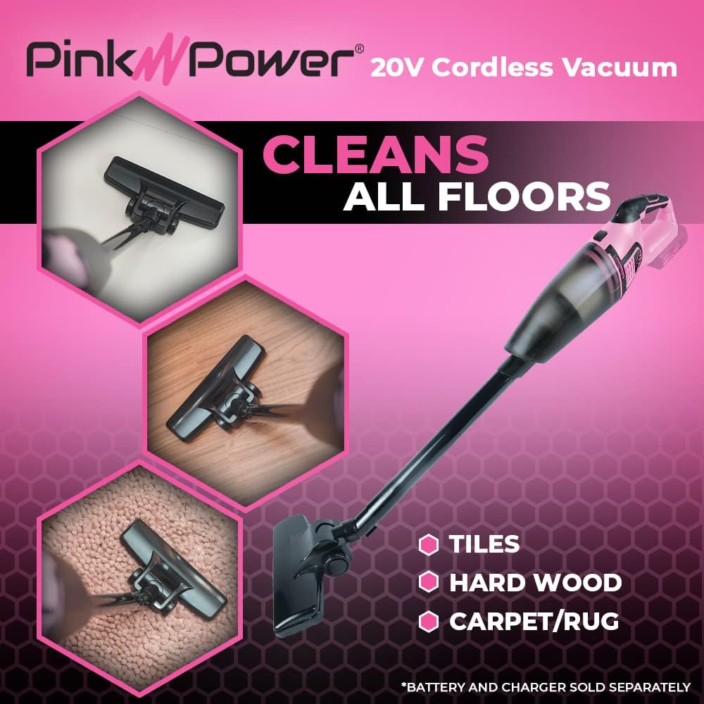 Pink Cordless Stick Vacuum Cleaner with Rechargeable Battery K169204
