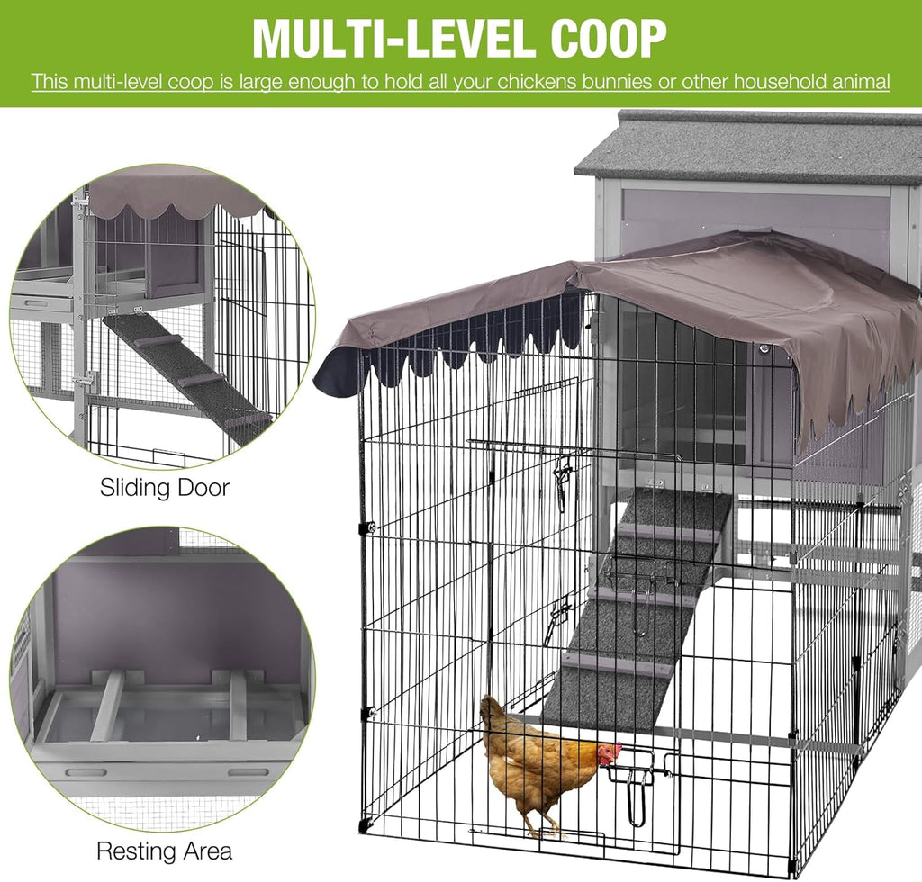 Large All-Steel Frame Chicken Coop with Metal Run M865393