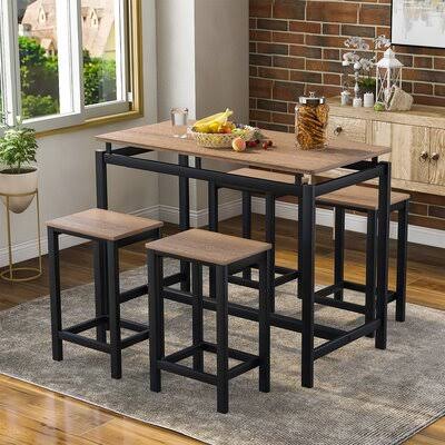 5 Piece Counter Height Dining Set Dark Brown Y12495