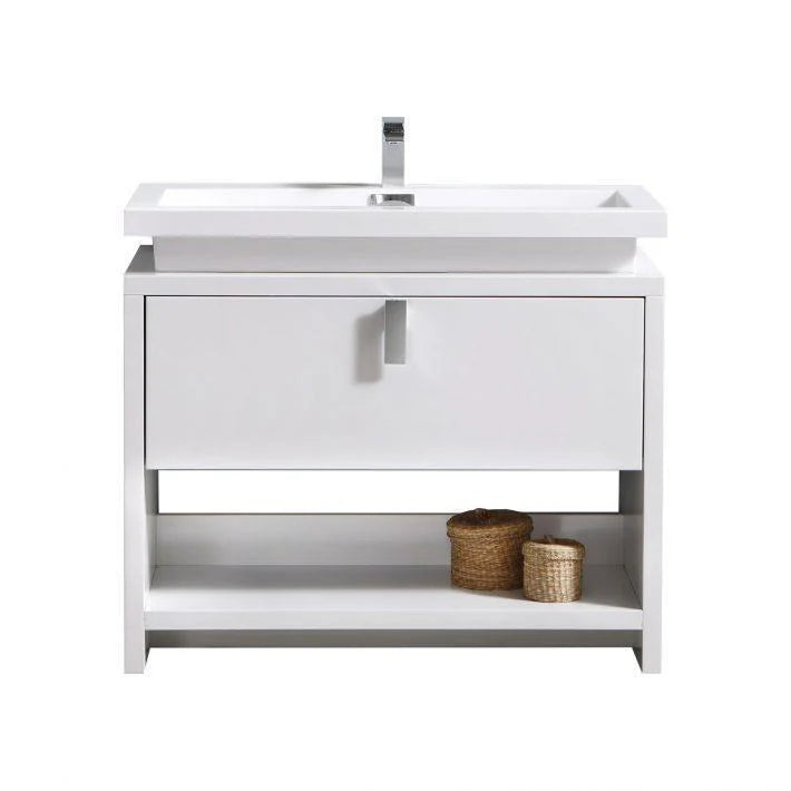40 in. High Gloss White Bathroom Vanity T578