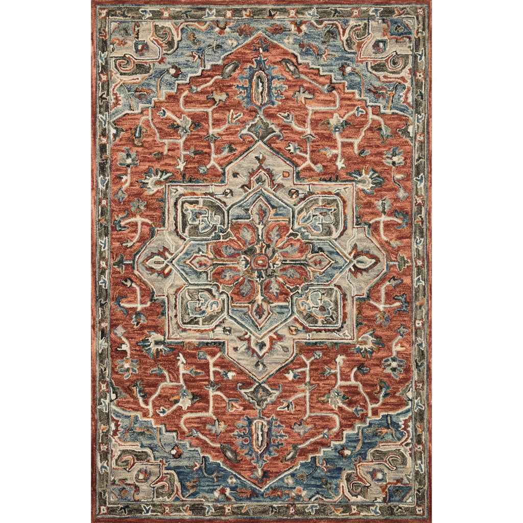 Hand-hooked Wool Star Area Rug Red/Multi 7'9" x 9'9" F423588