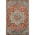 Hand-hooked Wool Star Area Rug Red/Multi 7'9" x 9'9" F423588