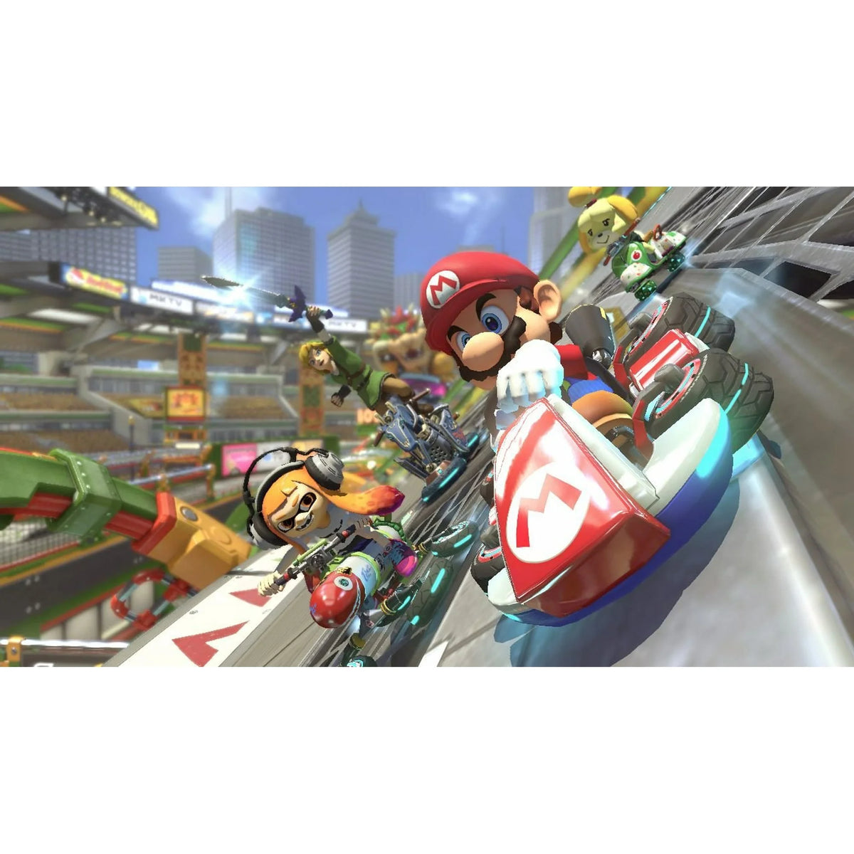 OLED Mario Red Edition Nintendo Switch with Mario Kart 8 Deluxe and Screen Cleaning Cloth Bundle I856
