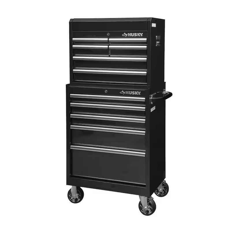 11-Drawer Tool Chest and Top Tool Cabinet Combo in Black F850
