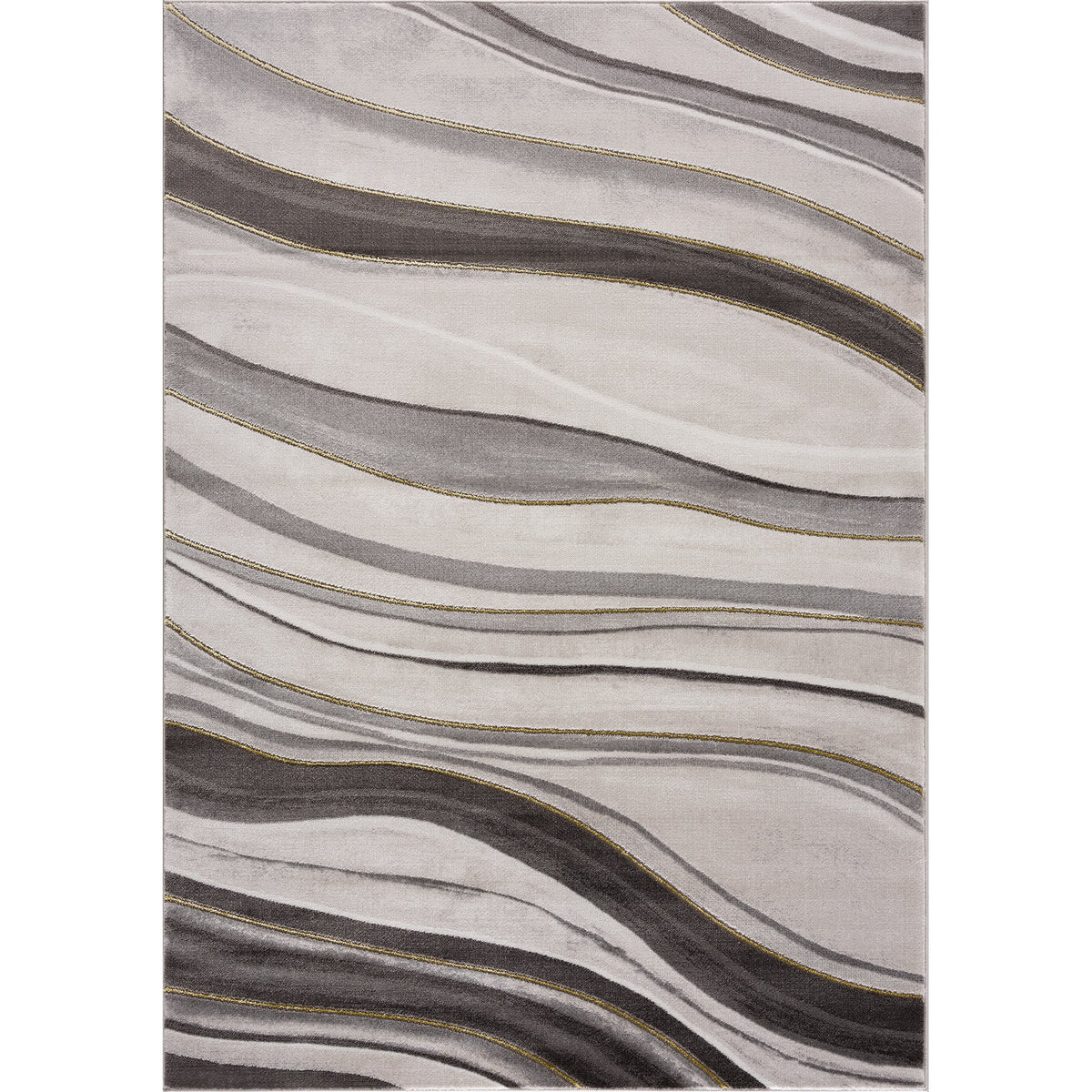 Gold Grey Ivory Abstract Geometric Area Rug A3836