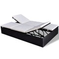 Double Chaise Lounge Chair 2-Person Poly Rattan Sun Lounger with Adjustable Cushion I668