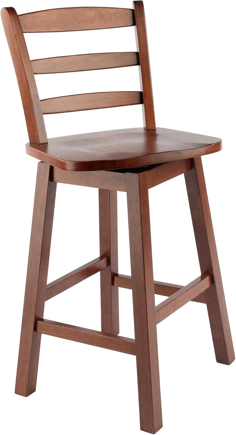 Walnut Ladder Back Swivel Seat Counter Stool S923