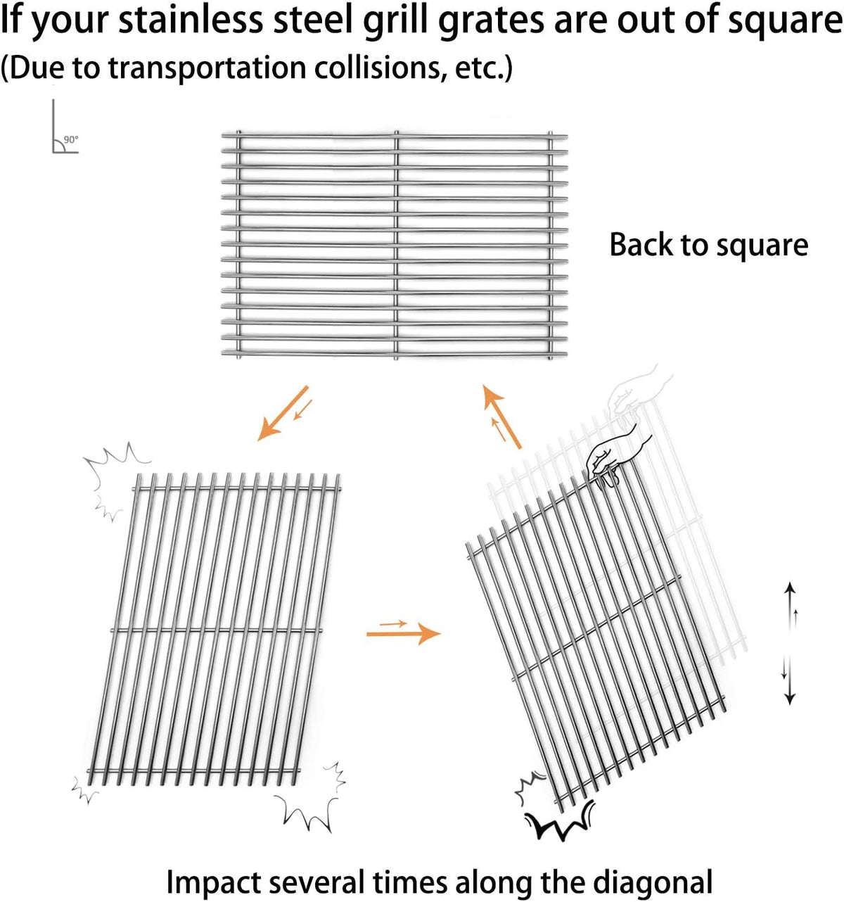 18.75 inch SUS304 Stainless Steel Gas Grill Grates, Pack of 2 Z8835