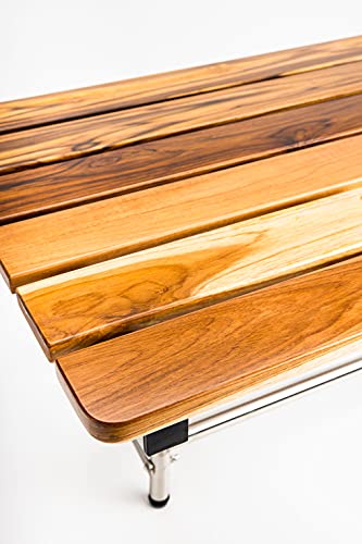 Teak Finish Folding Wall-Mounted Bath Seat 26"x21" B105901