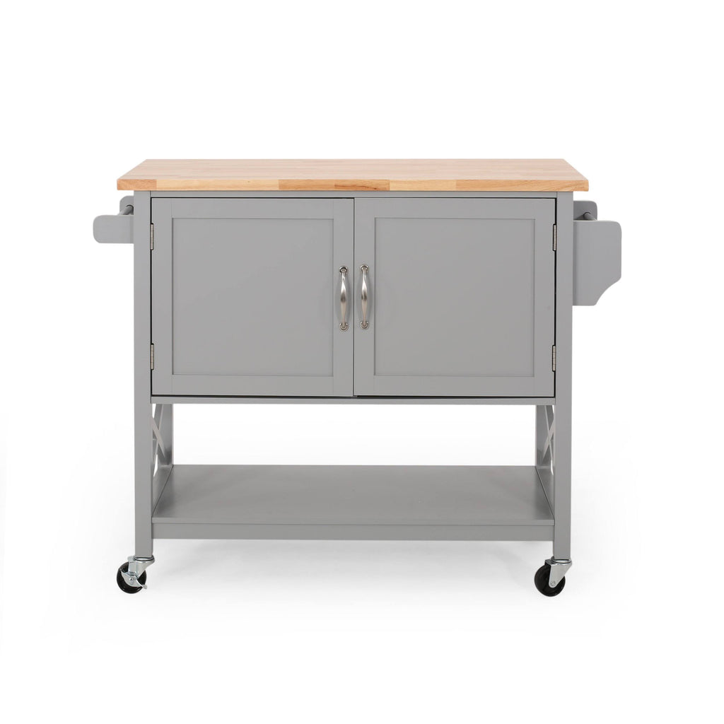 Gray Farmhouse Kitchen Cart with Wheels F401
