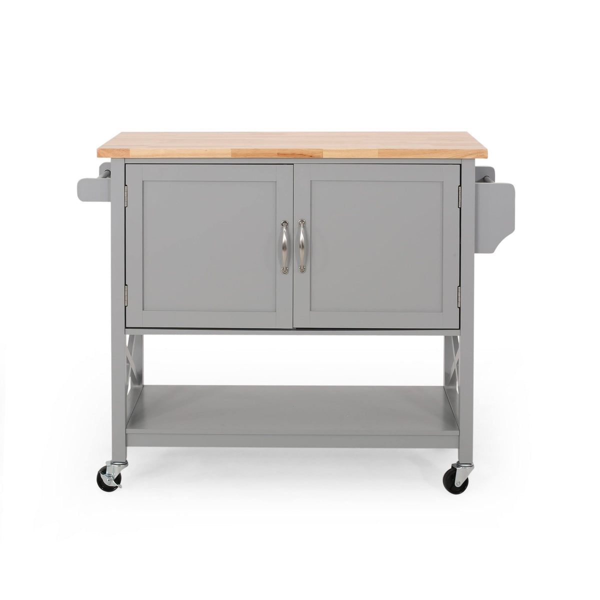 Gray Farmhouse Kitchen Cart with Wheels F401