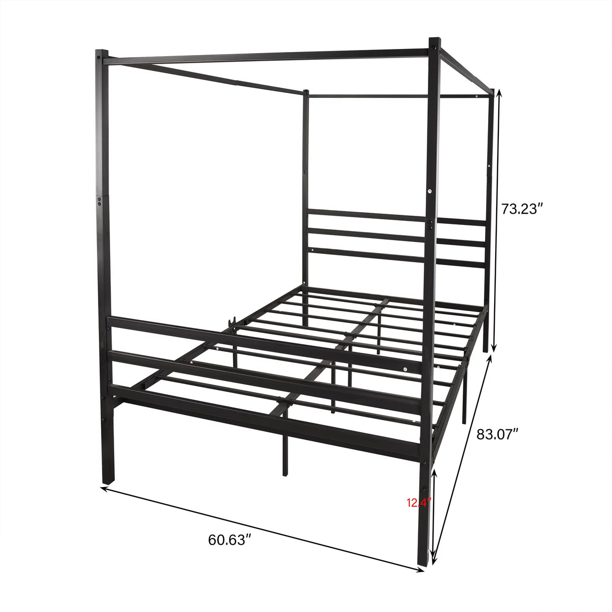 Black Queen Size Metal Platform Bed with Headboard L960