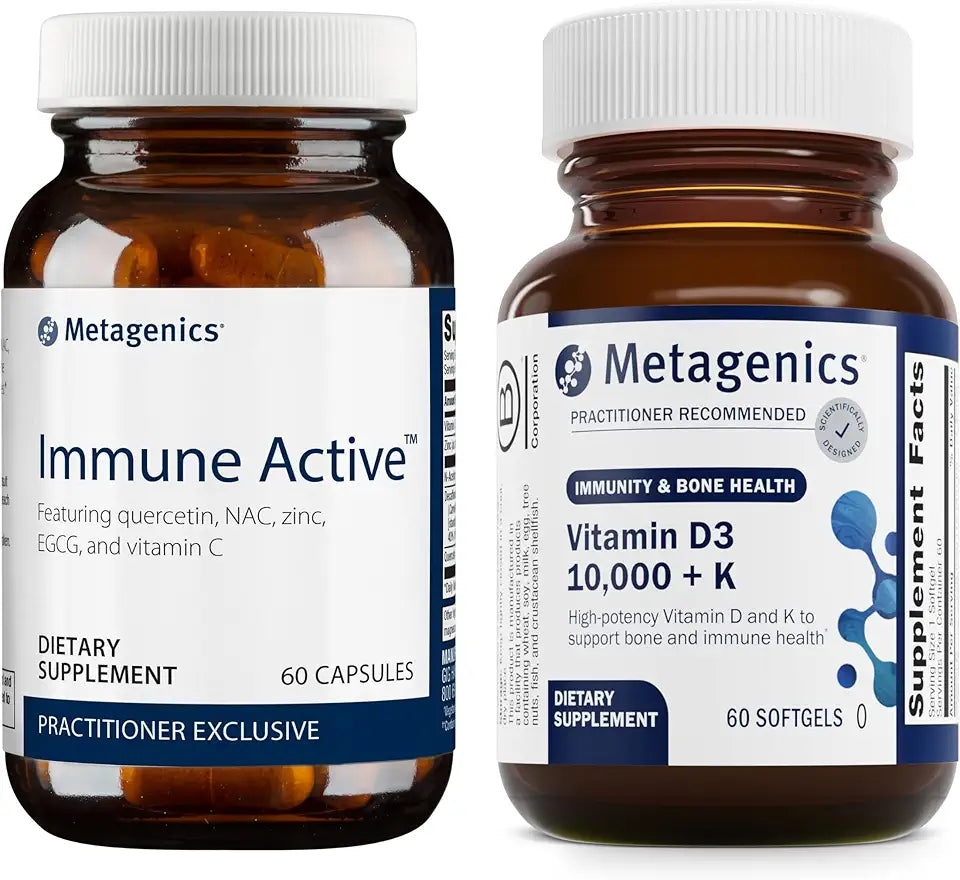 60 Capsules Immune Active & 60 Softgels D3 10,000 + K V422629