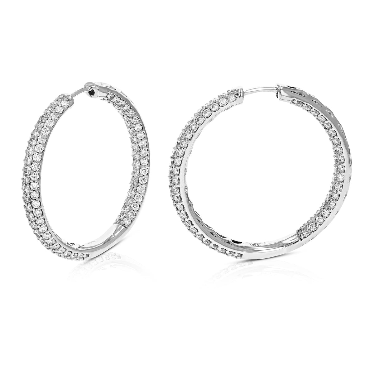 4 CTTW Lab Grown Diamond Hoop Earrings 925 Sterling Silver B60023