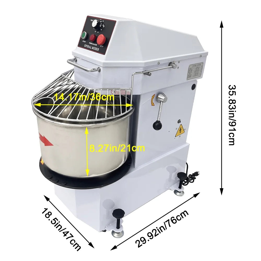 20L Dough Kneading Machine Food Mixer with Detachable Stainless Steel Bucket J723