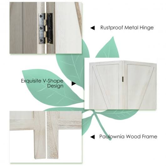 4 Panels Folding Wooden Room Divider White Y562721