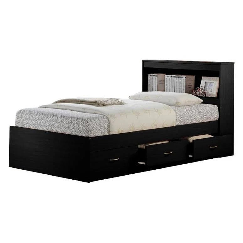 Twin-size Captain Bed with 3-Drawers and Headboard White P415