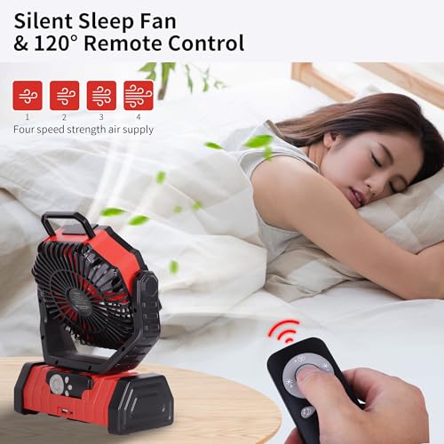 20000mAh Rechargeable Portable Camping Fan with LED Light J641