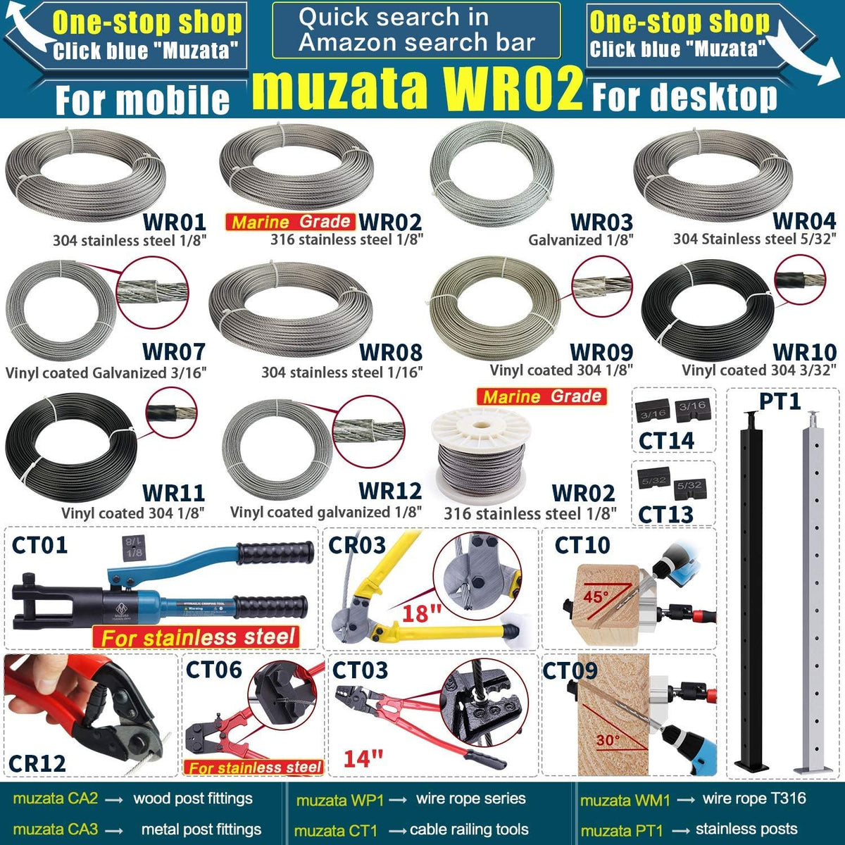 18 Hardened Cable Cutter, Chromium Vanadium Steel, with 10Pcs Ferrules J28952
