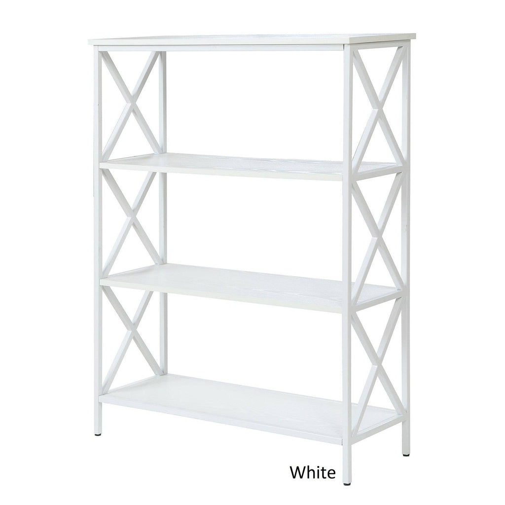 Metal and Wood 4-Shelf Bookcase Grey O6753