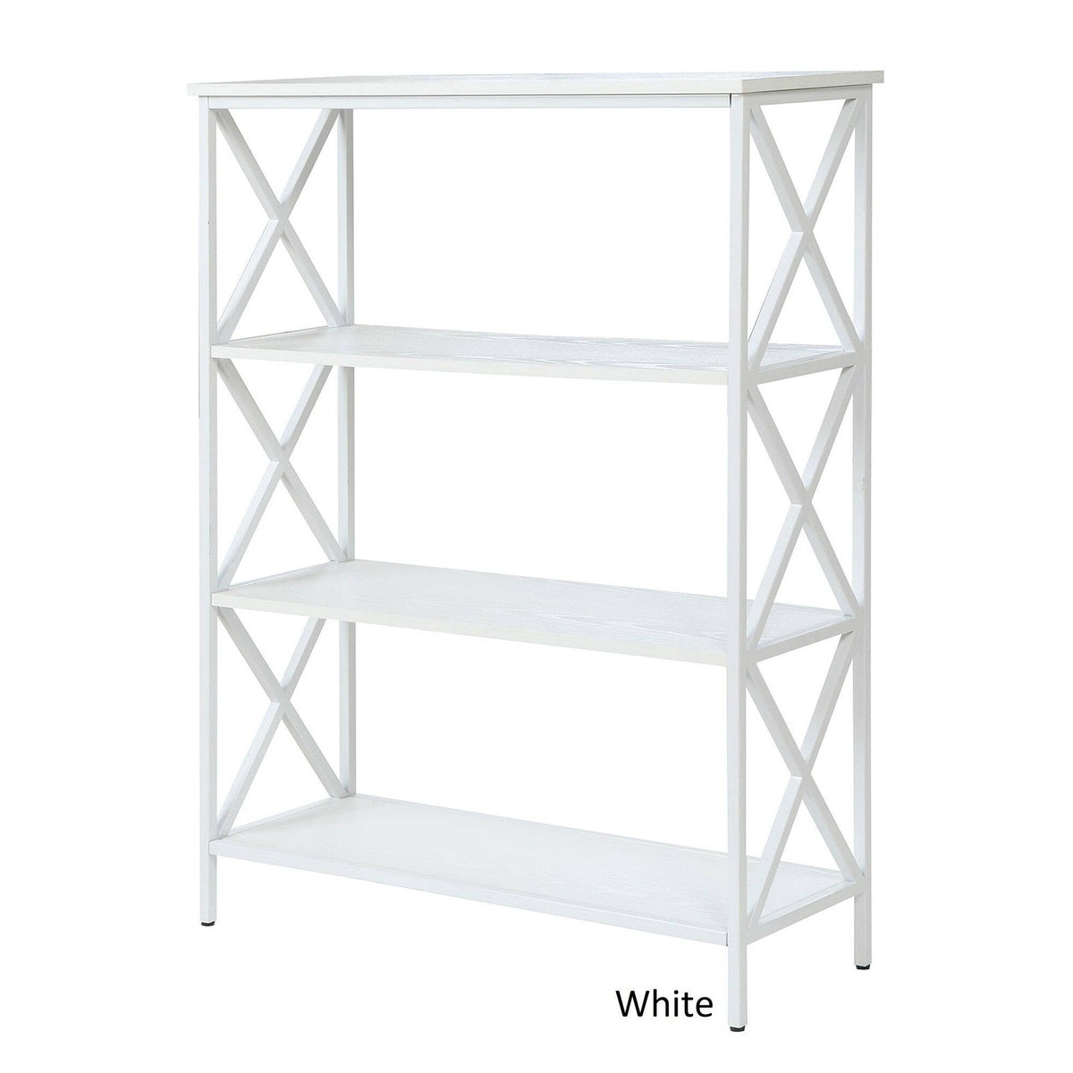 Metal and Wood 4-Shelf Bookcase Grey O6753