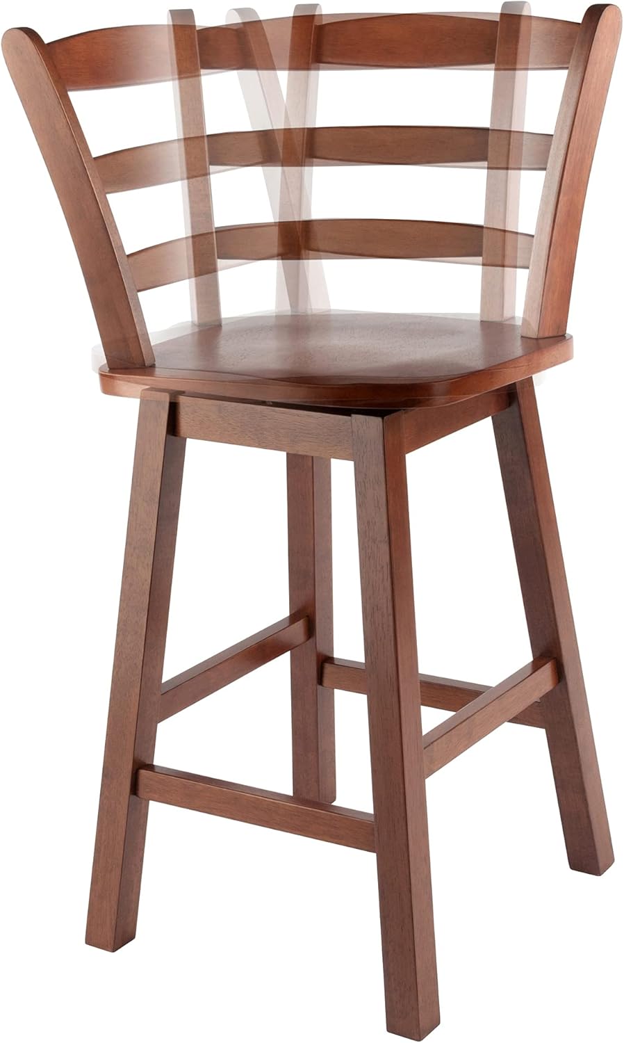 Walnut Ladder Back Swivel Seat Counter Stool S923