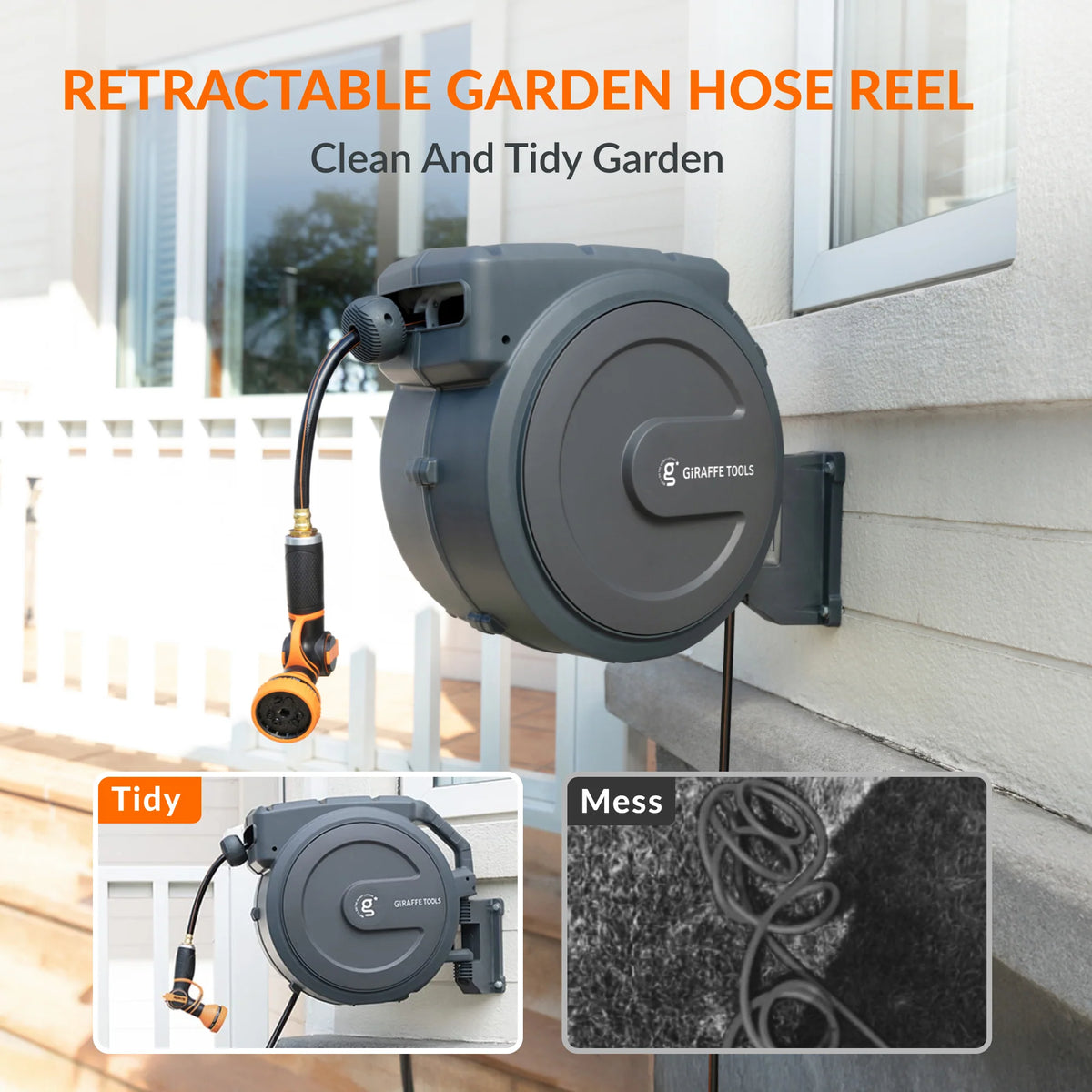 Retractable Garden Hose Reel 1/2in 78ft N24257