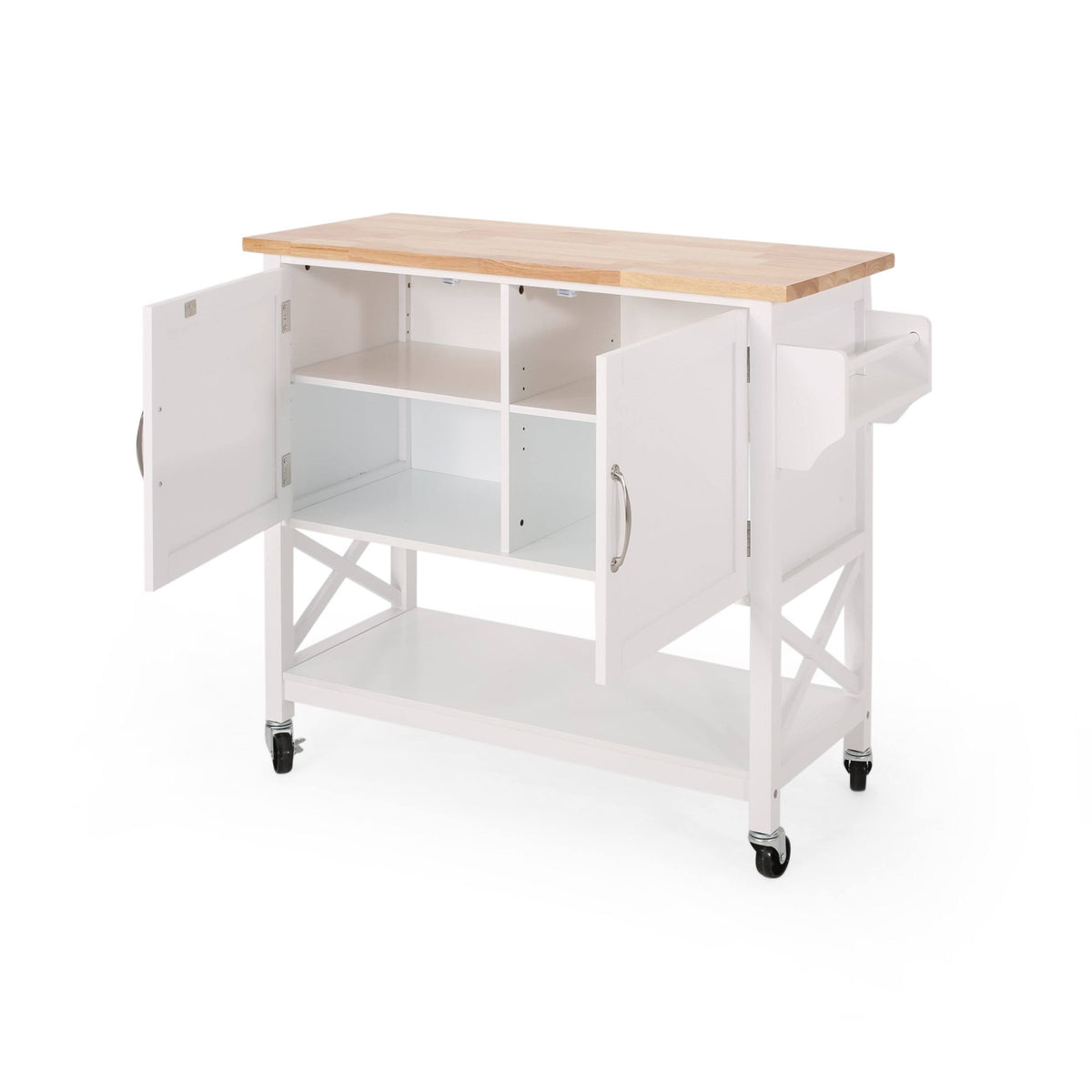 Gray Farmhouse Kitchen Cart with Wheels F401