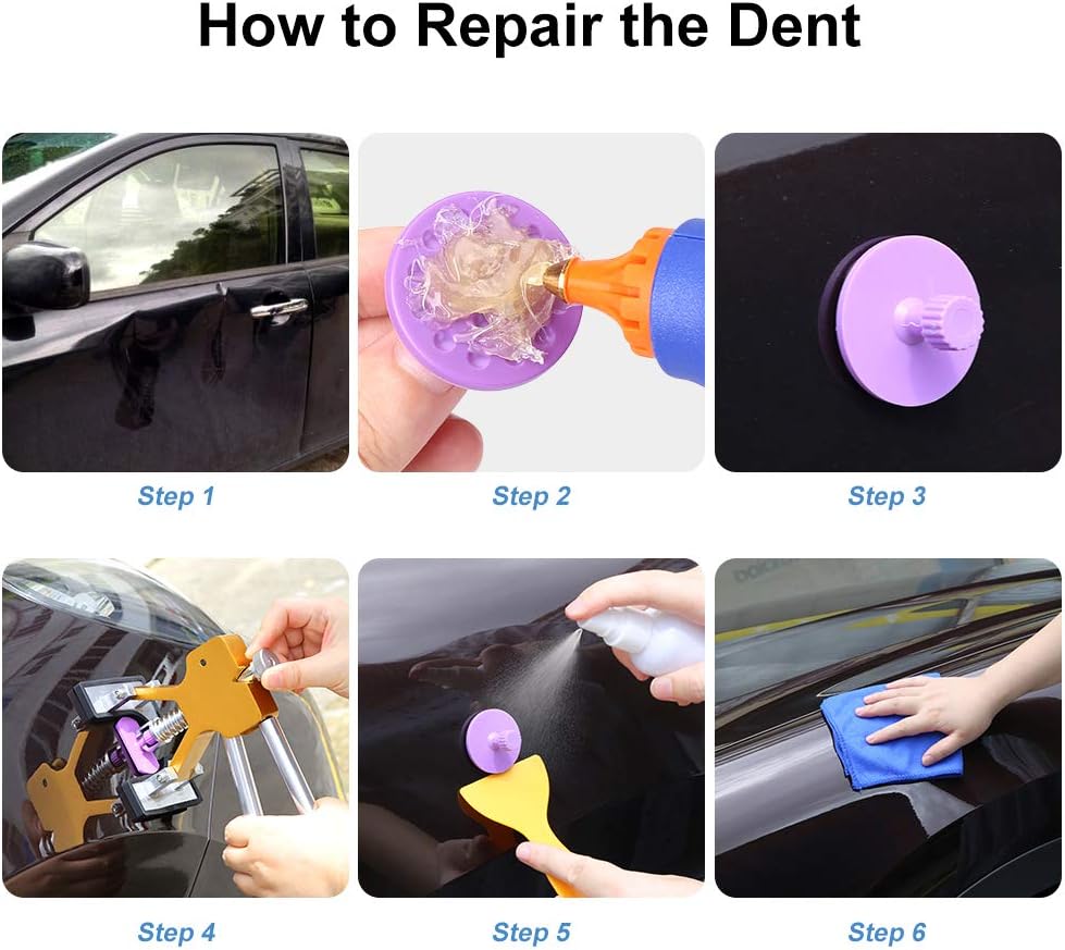 53pcs Dent Puller Paintless Dent Repair Tools Kit with Golden Dent Lifter Glue Sticks Tabs Slide Hammer Z33310