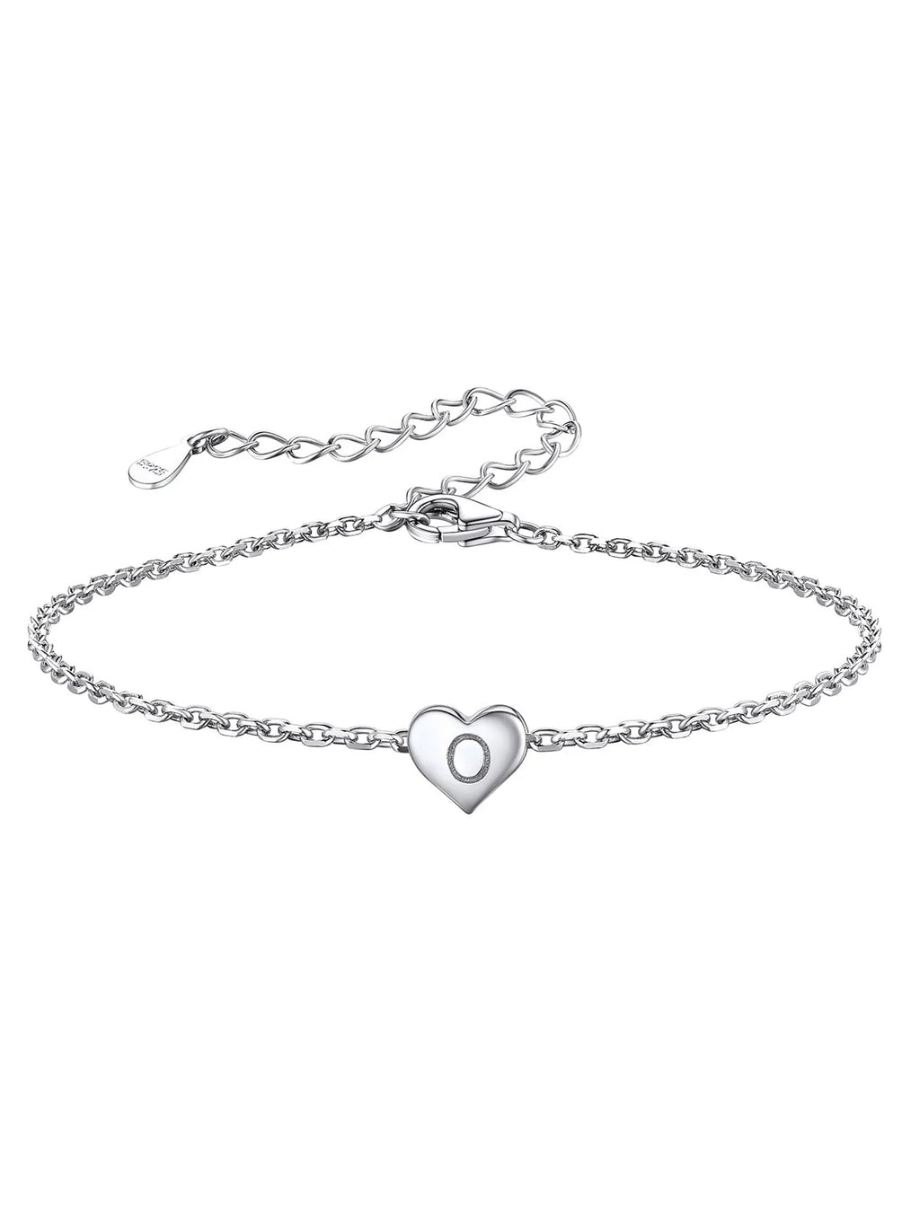 Initial Heart Bracelet 925 Sterling Silver Chain Bracelet U491