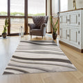 Gold Grey Ivory Abstract Geometric Area Rug A3836