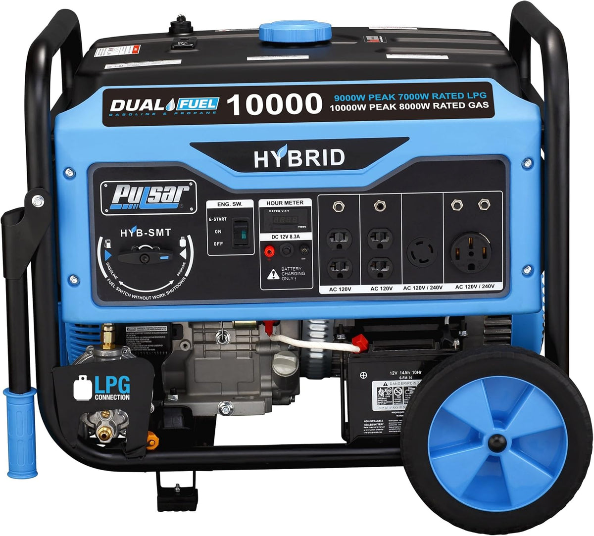 Portable Dual Fuel Generator 10000 Peak Watts Black Z833840