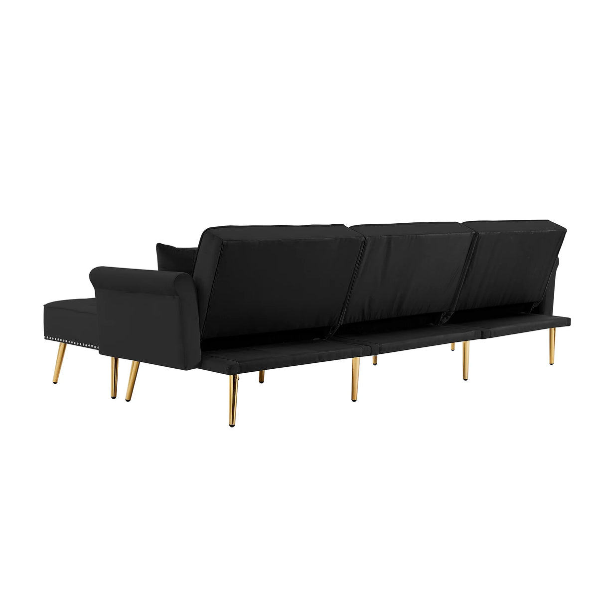 Velvet L Shaped Reversible Sectional Couch with Ottoman H891