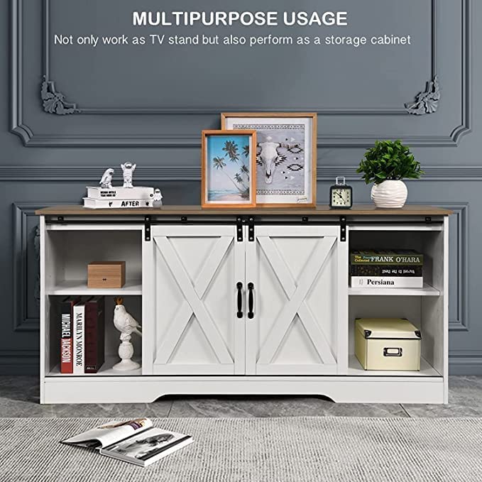 Espresso Farmhouse TV Stand with Sliding Barn Doors H88878