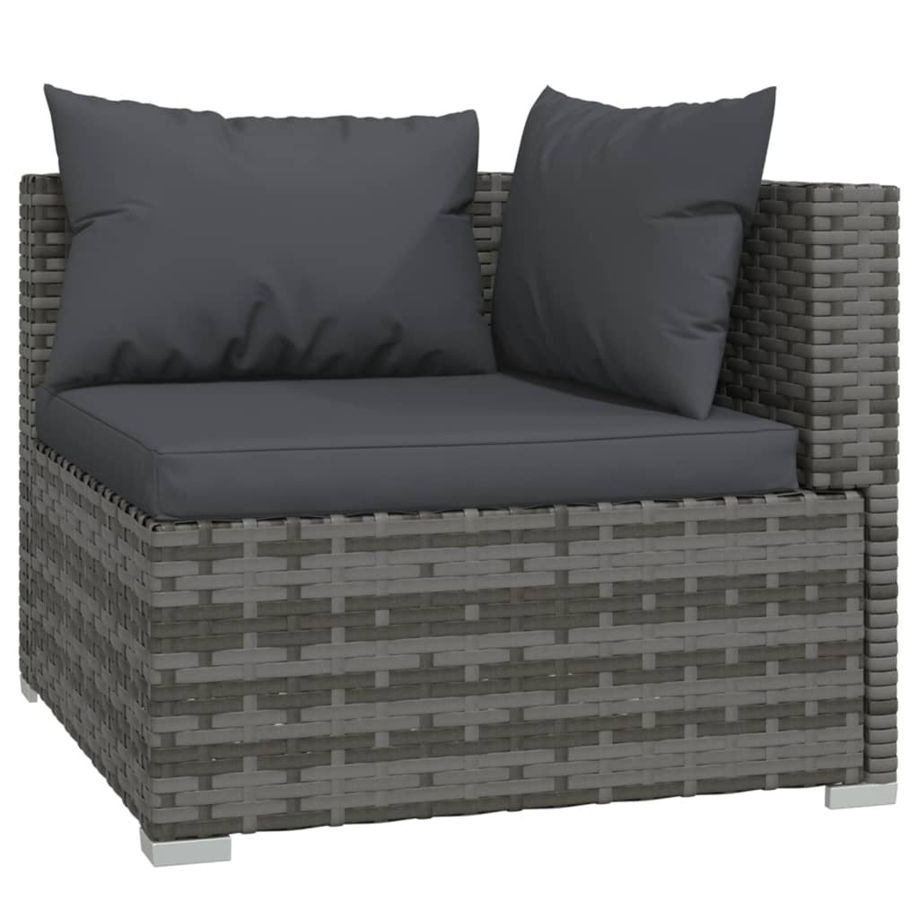 9 Piece Poly Rattan Outdoor Sectional Sofa Set with Anthracite Cushions Steel Frame D5336