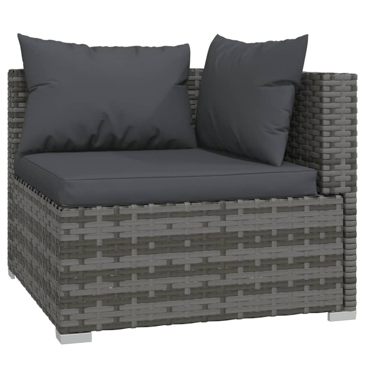 9 Piece Poly Rattan Outdoor Sectional Sofa Set with Anthracite Cushions Steel Frame D5336