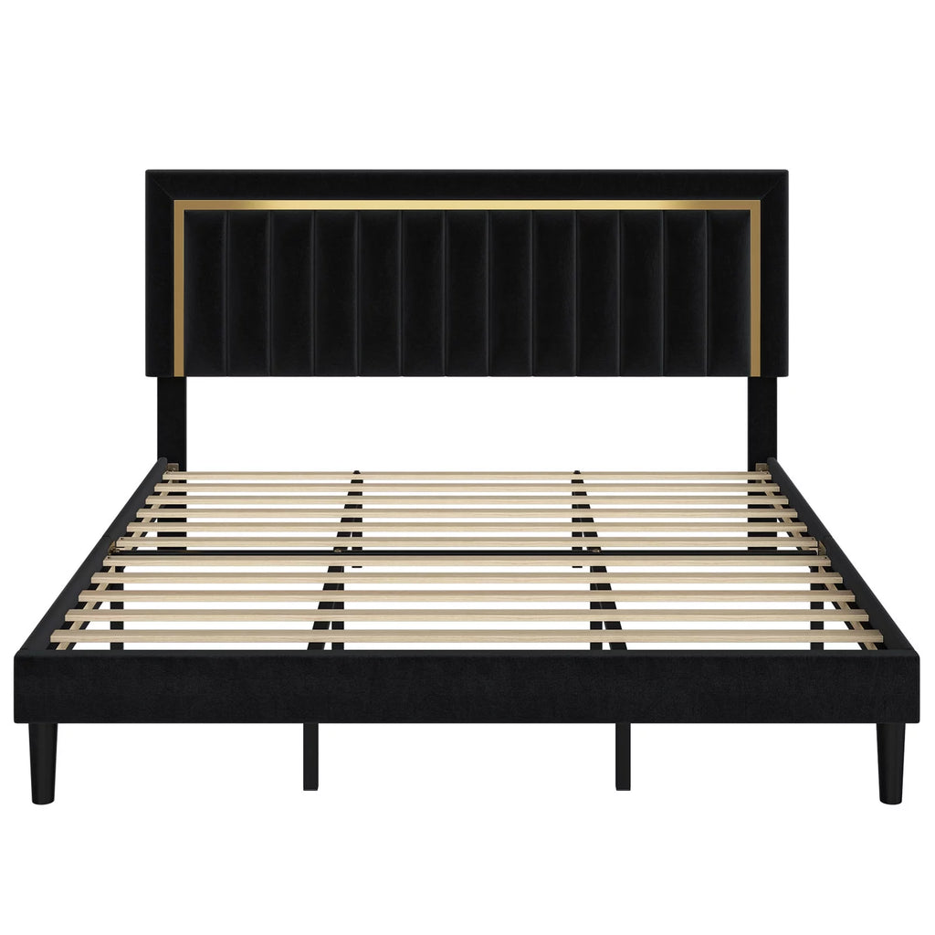 Queen Velvet Tufted Upholstered Platform Bed Frame B347