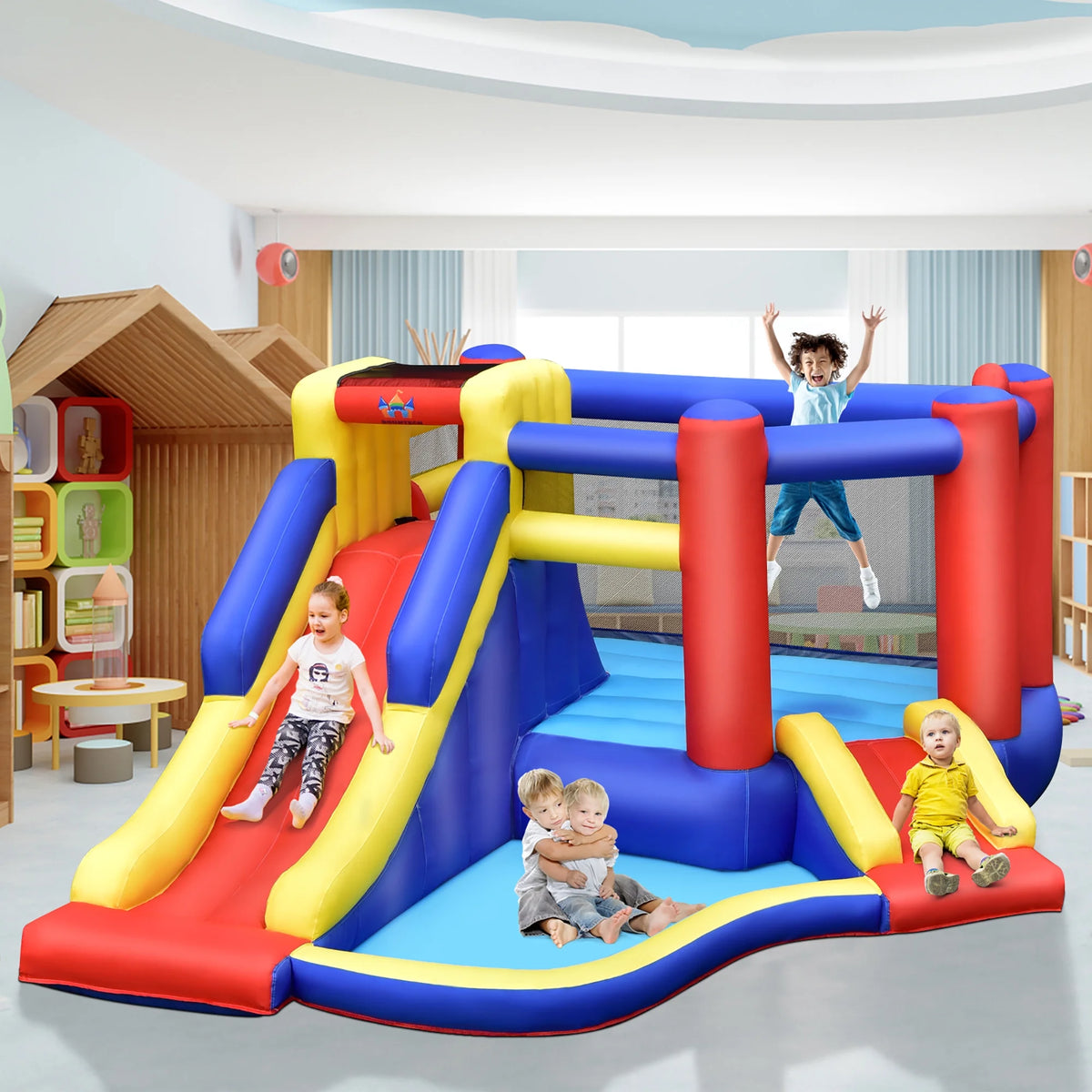 Inflatable Bouncy Castle with Double Slides J455
