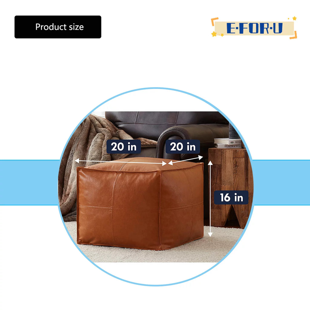 Faux Leather Square Pouf Ottoman K50870